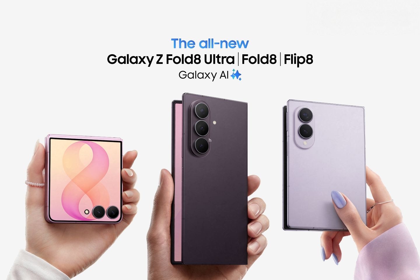 Galaxy Z Fold8 Ultra, Galaxy Z Fold8 and Galaxy Z Flip8 official Samsung Newsroom launch image