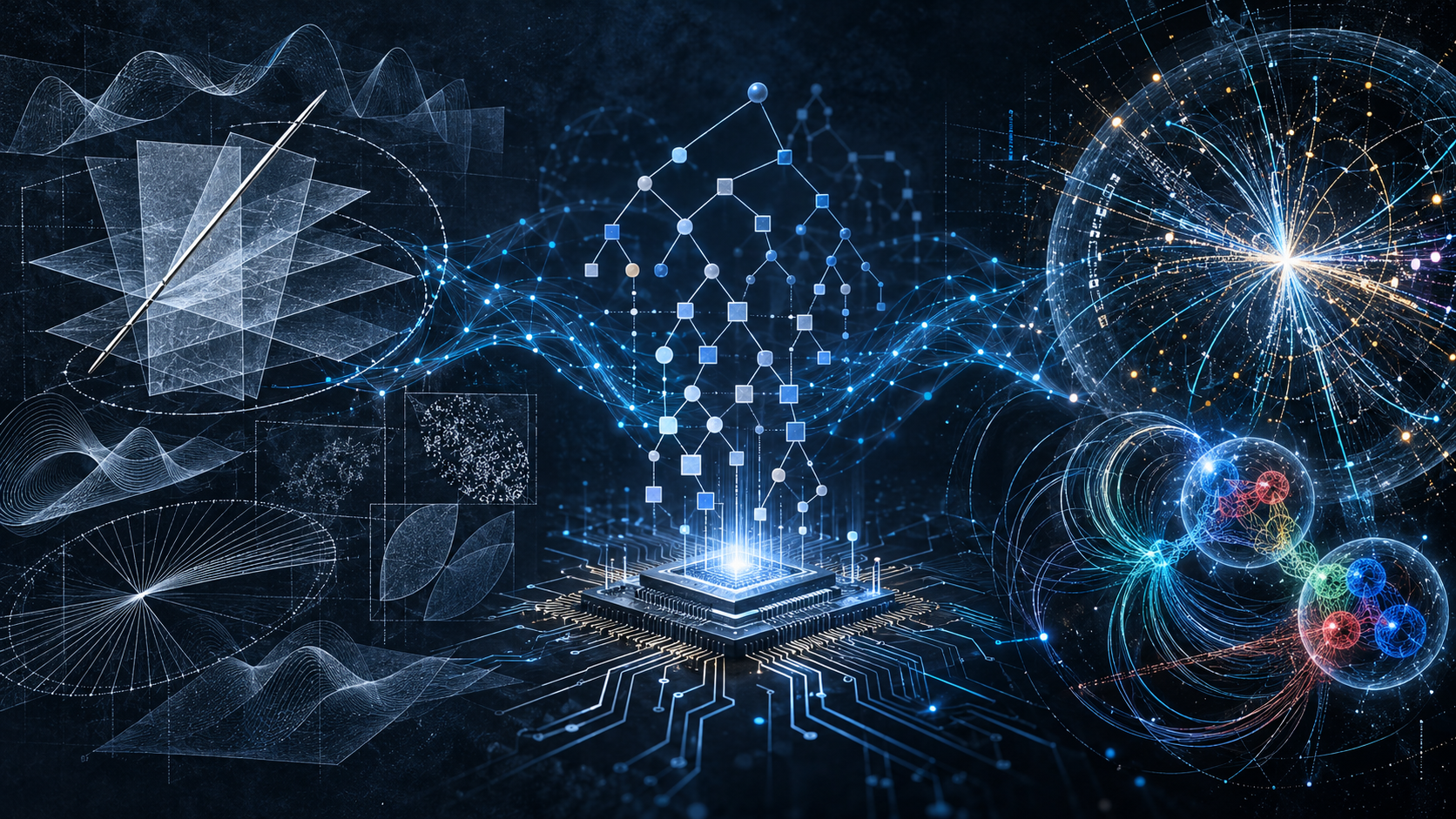 OpenAI 과학 발견과 수학·복잡도이론·양자물리 연구를 표현한 이미지